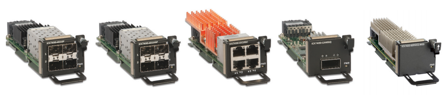 Five different optional port modules are offered for the RUCKUS ICX 7450